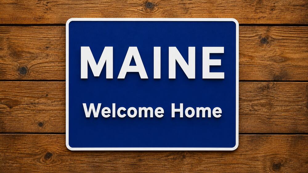 Maine Welcome Home Sign State Entrance Travel Highway Interstate Freeway Road